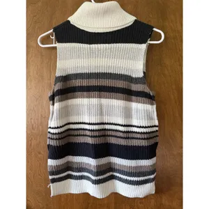 Abercrombie & Fitch Sz S Chunky Turtleneck Striped Sleeveless Knit Sweater Cozy thumbnail 4