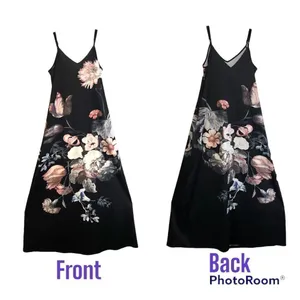 Maxi Dress For Women Flower Floral Print Sleeveless Adjustable Straps Size M thumbnail 2