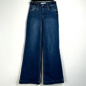 ENJEAN 3 /26 High Waisted Wide Leg Denim Jeans Trouser Dark Wash 32"inseam thumbnail 5