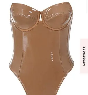House Of CB Octavia coffee vinyl bodysuit thumbnail 7