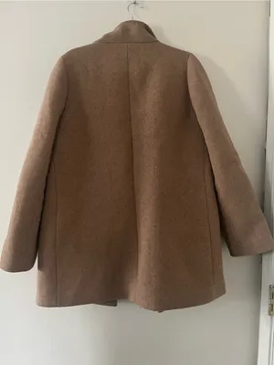 J Crew Tan Wool Blend Pea Coat 12 Jacket Zip Up Quiet Luxury Old Money Winter thumbnail 6