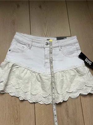Madden NYC NWT White Eyelet Denim Skirt Y2K New Size XS thumbnail 10