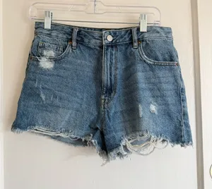 PacSun Distressed Light Blue Denim Cutoff Shorts thumbnail 1