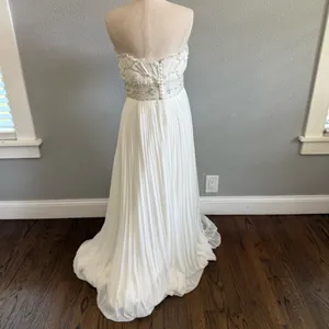 Jasmine Couture Strapless‎ Wedding Dress Pleated Skirt Size 8 Sequins Beaded thumbnail 8