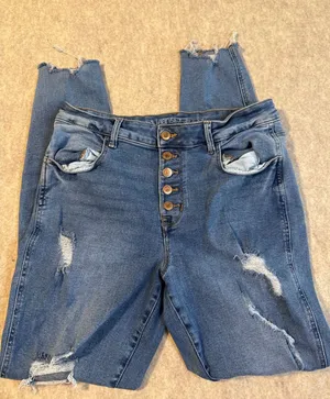 Maurices M. Jeans High Rise Skinny Distressed Button Fly Blue Denim 29x28.5 thumbnail 1