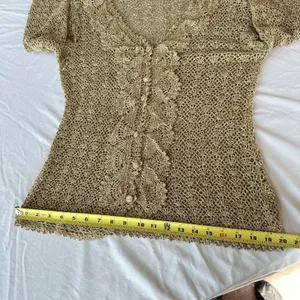 Vintage Y2K Crochet Silk Cotton Newport News Top M Sheer Ruffle Regency Fairy thumbnail 15
