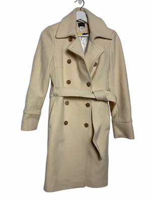 JCrew Cream Belted Peacoat thumbnail 1