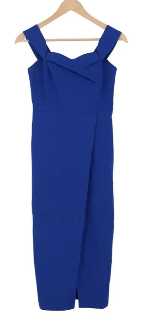 Gabrielle Union Dress Womens XS Sheath Midi Royal Blue Wrap Front Excellent thumbnail 1