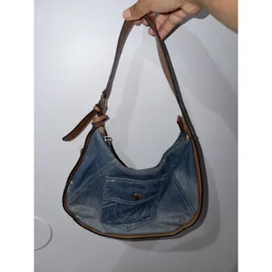 True religion denim Leather hobo bag purse shoulder bag pocket Logo hangtag M thumbnail 9