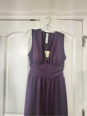HALARA Sleeveless V-Neck Wide-Leg Jumpsuit in Plum NWT thumbnail 4