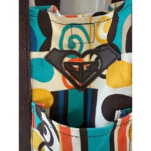 VTG Roxy Vibrant Multicolor Abstract Geometric Canvas Hook Loop Closure Tote Bag thumbnail 3