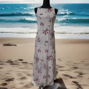 y2k Tailor B Moss sz 6 Gray Sheer Floral‎ Dress Made In US whimsgoth cottagecore thumbnail 3