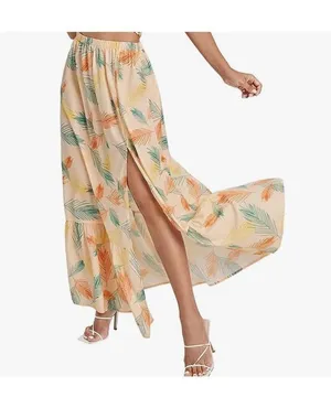 NEW Tropical Split Maxi Skirt M Orange Size M thumbnail 3