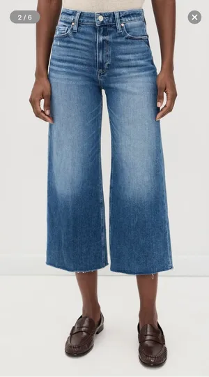 Paige Anessa Wide Leg Cropped Jeans in Rock Show Distressed thumbnail 1