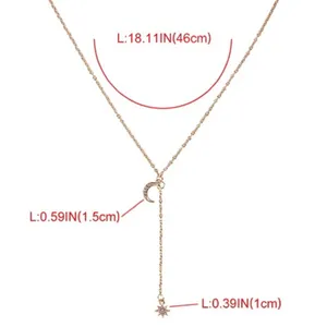 Sun Moon Gold Choker Y-Drop Necklace Celestial New thumbnail 5