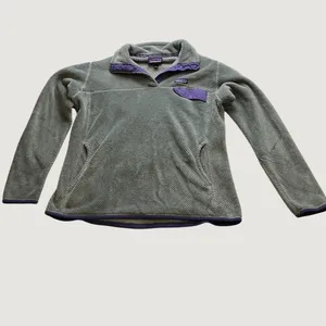 Patagonia Re-Tool Snap-T Fleece Pullover Grey Purple Trim Womens XL thumbnail 7