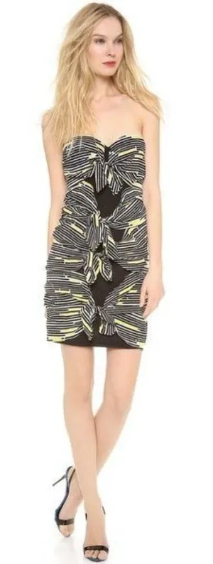 VERONICA BEARD Yellow Black Strapless Dress Size 4 NEW without tags thumbnail 1