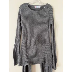 Free People Asbury‎ Sweater Lounge Set Grey Cable Knit Flare Pants Ribbed Cozy thumbnail 4