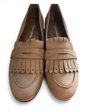 Franco Fortini‎ Womens Tan Leather Kiltie Fringe Penny Loafers Slip On Shoes thumbnail 1