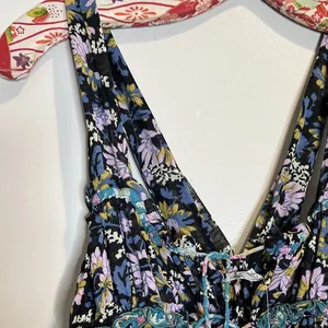 Free People Dance with Me Ruched Gathered Front Cute Ties Maxi Dress Size Small thumbnail 7