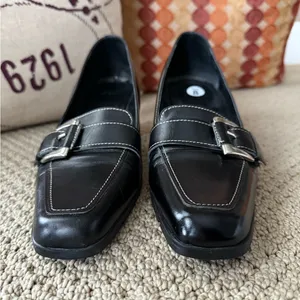 Vintage Casual Corner Women’s Classic Black Heel Pumps with Silver Buckle 8M thumbnail 6