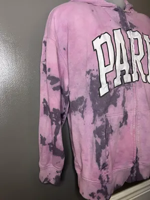 Garage Hoodie Sweatshirt Womens Medium Pink Paris Tie Dye Full Zip Fleece thumbnail 3