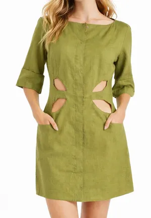 CULT GAIA - Alexandra Linen Blend‎ Cutout Sheath Dress thumbnail 1