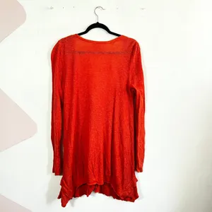 Free People Ribbed Knit Cardigan Orange Button Front Size‎ Medium thumbnail 2
