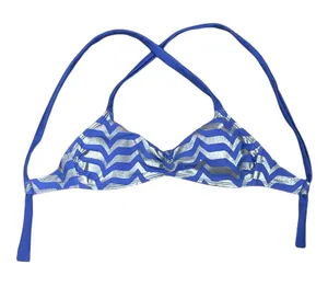 Aerie Womens Swimwear Bikini Top Size Small‎ Blue Silver Striped Swim thumbnail 1