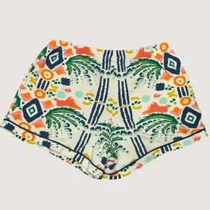 Emily McCarthy Ikat Jungle Tropical Multi Print Pima Cotton Pajama Shorts Small thumbnail 2