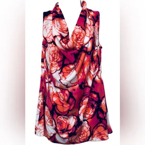Worthington Floral Print Multicolored Sleeveless Blouse Size‎ Large thumbnail 6