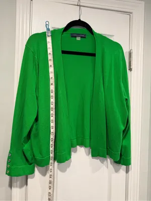 Tommy Hilfiger Size XL Kelly Green Open Front Cardigan Sweater Button Cuff thumbnail 3