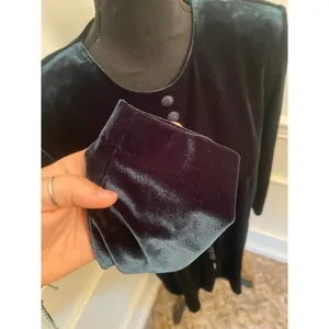 JBS Ltd Vintage Green Velvet Holiday Dress Button Front Midline Slit Zip Back thumbnail 5
