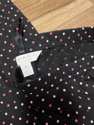 NWT! Charter Club Black Polka Dot 2 Piece Short Sleeve Pajama Set Women's Size Medium thumbnail 6