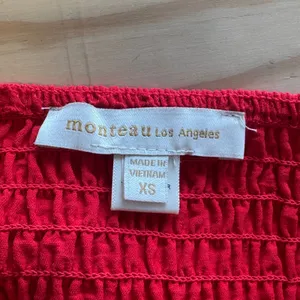 Monteau Los Angeles Red Maxi Dress XS Spaghetti Strap Cutout Back Smocked thumbnail 6