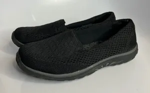Skechers Reggae fest willow slip on shoes black flats women's size‎ 5.5 casual thumbnail 1