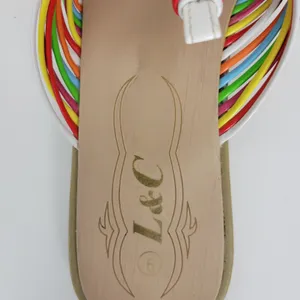 L&C Women's Slipper 6 Brown Multicolor Leather Band Strap Slip-On Flat Sandals thumbnail 8