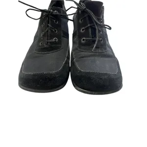 Vintage Y2K 2000's Bruno Magli 7 Women Black Heeled Oxfords Lace Up Italy wedge thumbnail 4