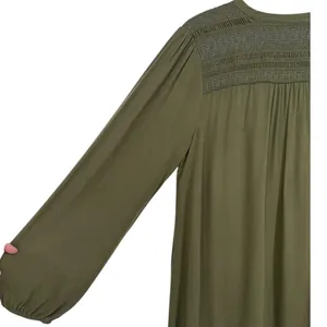 Anthropologie Maeve‎ Ragonda Tunic Dress Moss Green Smocked Long Sleeve Size 12 thumbnail 13