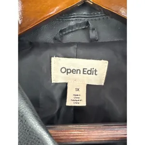Women’s Open Edit Size 1X Black Faux Leather Biker Jacket thumbnail 4