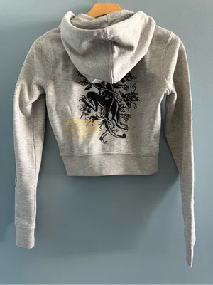 Ed Hardy Cropped Full-Zip Grey Hoodie thumbnail 4