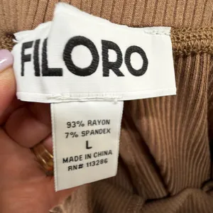Filoro Ribbed Knit Lounge Set Women L Brown 2 Pc Top Shorts Cozycore Casual Chic thumbnail 14