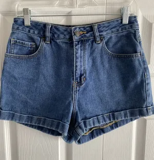 PacSun Mom Short Womens Size 27 Blue Denim High Waisted Cuffed Summer Casual thumbnail 1