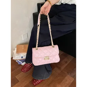 Chic Carryalls Pink Quilted Chain Crossbody Bag thumbnail 7