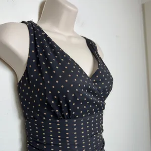 VTG 90s Harold's Womens 100% Silk Dress 6 Black Polka Dot Babydoll Pinup Wedding thumbnail 4