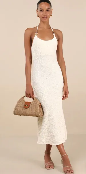 Lulus NWT White Beaded Dress thumbnail 1