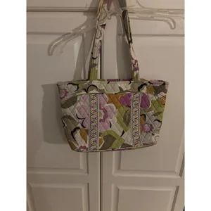 Vera Bradley Mocha‎ Rouge Floral Quilted Cotton Zip Top Tote Bag Shoulder Purse thumbnail 3
