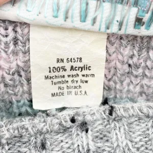 Vintage 80s 90s Croquet Club Women's Soft Pastel Grey Acrylic Knit Sweater Ski thumbnail 6