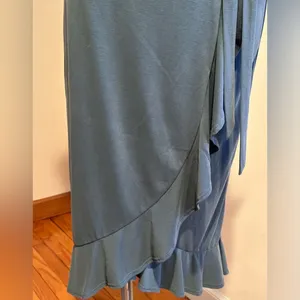 Green Envelope Los Angeles NWTS Green Ruffle Drape Wrap Look Long SideTie SZ S thumbnail 3