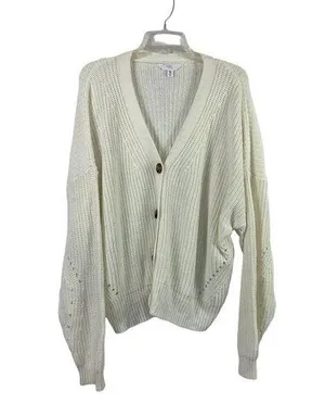 Time & Tru Women's Knitted Cream Sweater thumbnail 1